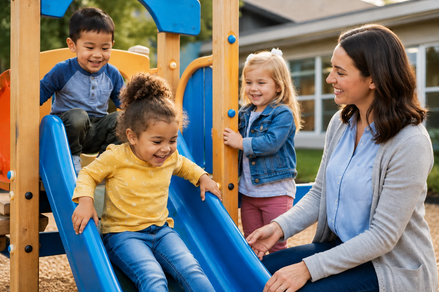 Preschool children building social skills through guided play